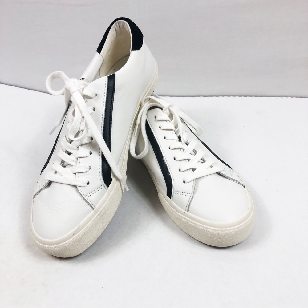 Madewell Leather Delia Sidewalk Sneakers | White & Black | Size 10